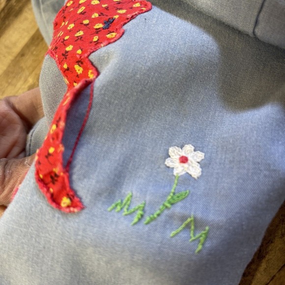 Thomas Baby Girl's Coverall Large Vintage Blue Lamb Patch Snap Button bottom - Picture 14 of 14